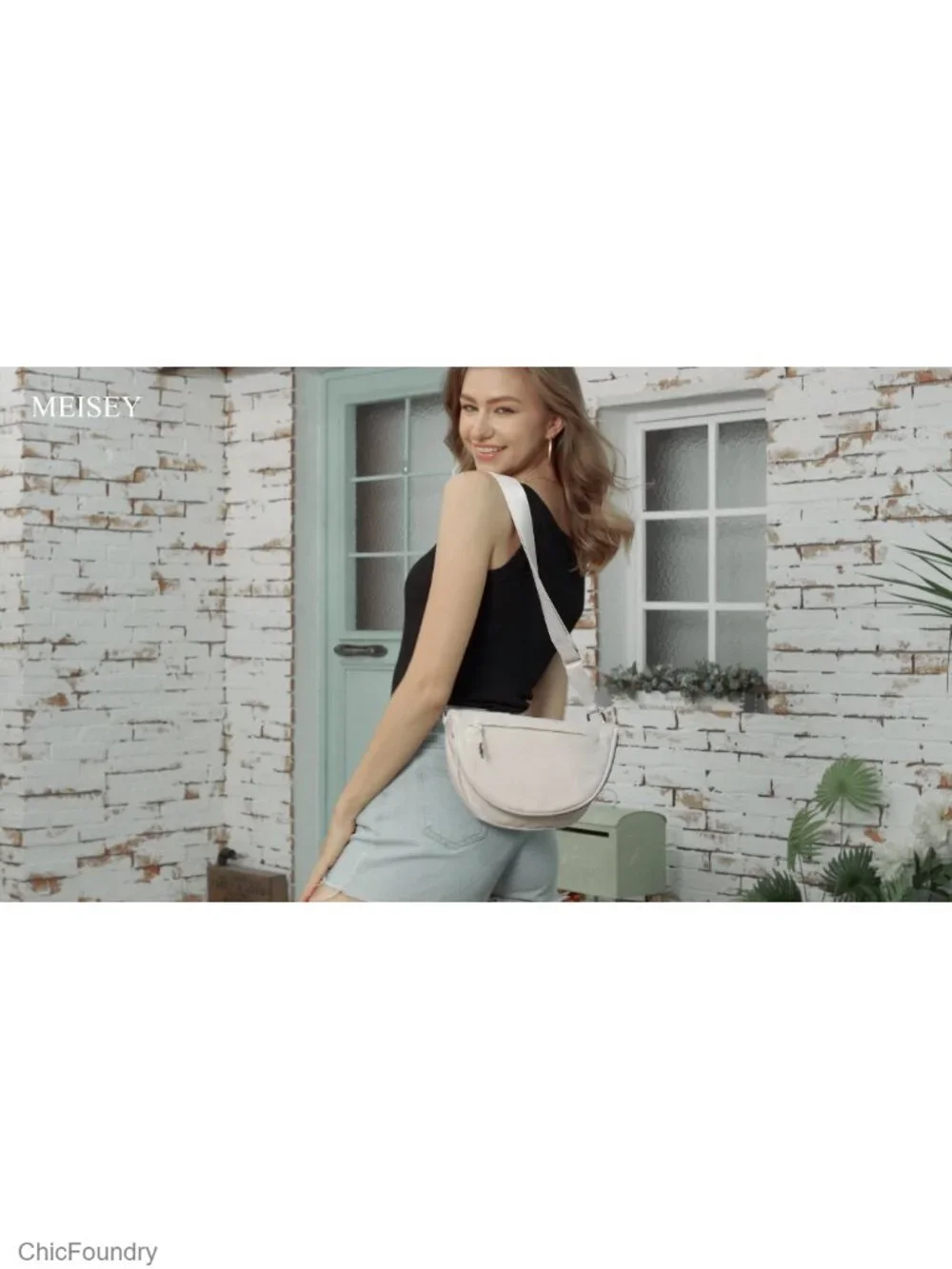 Nylon Folding Crescent Moon Bag Crossbody Shoulder Bag with Adjustable Strap